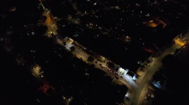 Night Aerial Footage of Luton City of England. Drone's Night Flight over Luton Town of England. it was Asian wedding when they were enjoying the party and live fireworks, (high angle view with drone's camera)