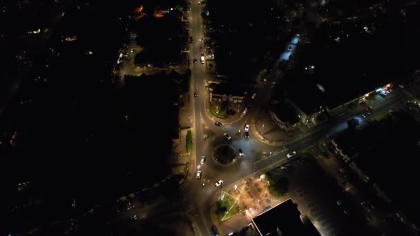 Night Aerial Footage Luton City England Drone Night Flight Luton — Stockvideo