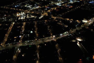 Night Aerial Footage of Luton City of England