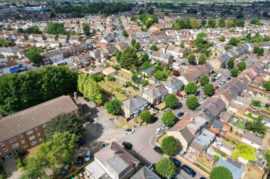 Gorgeous High Angle View of Residentials and Streets of England at Sunset Time