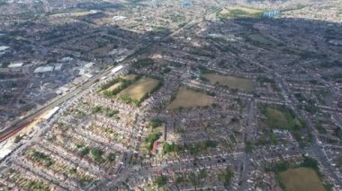 High Angle Footage of British City and Residentials 