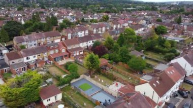 High Angle Footage of British City and Residentials 