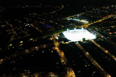 Beautiful Aerial View of Bury Park Luton England UK at Night