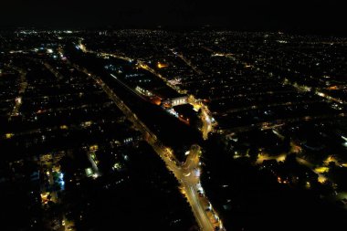 Beautiful Aerial View of Bury Park Luton England UK at Night