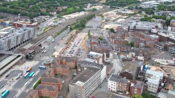 High Angle View Railway Station Buildings Luton City — Video Stock