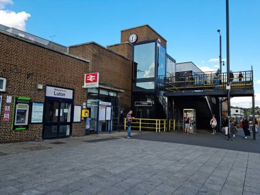Beautiful View of Central Railway Station and City Centre of Luton England, Luton railway station is located in the town centre and Shopping Mall of Luton,  The Image Captured on 20-8-2022