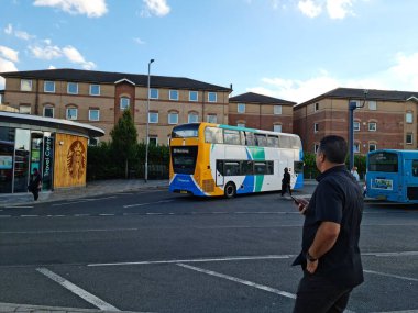 Beautiful View of Central Railway Station and City Centre of Luton England, Luton railway station is located in the town centre and Shopping Mall of Luton,  The Image Captured on 20-8-2022