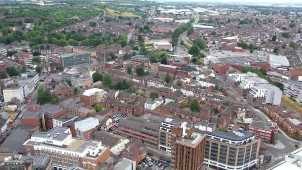 Das Stadtzentrum Von Luton Und Örtliche Gebäude Blick Von Drohnen — Stockvideo