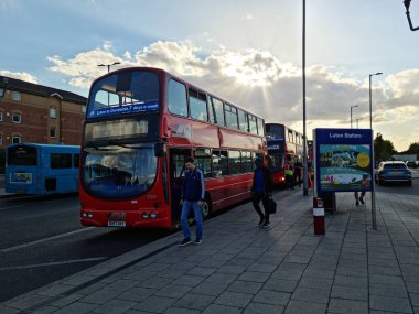 Beautiful View of Central Railway Station and City Centre of Luton England, Luton railway station is located in the town centre and Shopping Mall of Luton,  The Image Captured on 20-8-2022