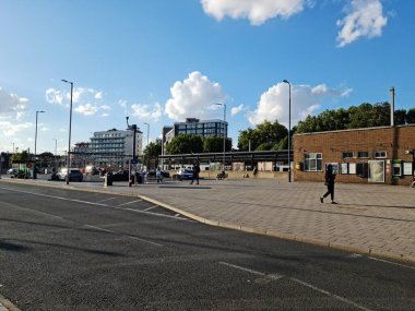 Beautiful View of Central Railway Station and City Centre of Luton England, Luton railway station is located in the town centre and Shopping Mall of Luton,  The Image Captured on 20-8-2022