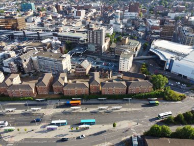 Beautiful View of Central Railway Station and City Centre of Luton England, Luton railway station is located in the town centre and Shopping Mall of Luton,  The Image Captured on 20-8-2022