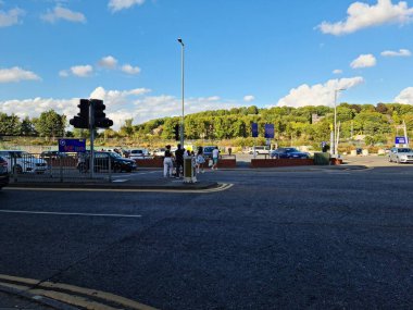 Beautiful View of Central Railway Station and City Centre of Luton England, Luton railway station is located in the town centre and Shopping Mall of Luton,  The Image Captured on 20-8-2022