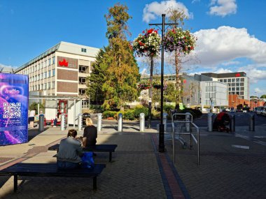 Beautiful View of Central Railway Station and City Centre of Luton England, Luton railway station is located in the town centre and Shopping Mall of Luton,  The Image Captured on 20-8-2022