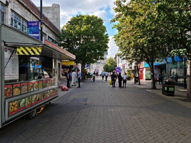 Beautiful View of Central Railway Station and City Centre of Luton England, Luton railway station is located in the town centre and Shopping Mall of Luton,  The Image Captured on 20-8-2022