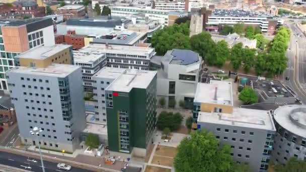 Luton City Centre Local Building High Angle Drone View Luton — стоковое видео