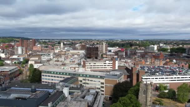 Luton City Centre Local Buildings High Angle Drone View Luton — Stock video