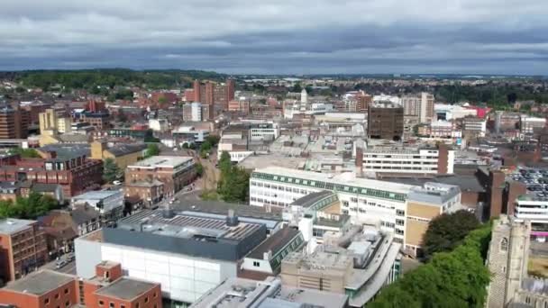 Luton Centrum Och Lokala Byggnader High Angle Drone Utsikt Över — Stockvideo