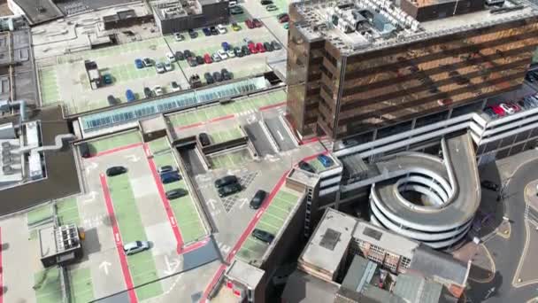 Luton Centrum Och Lokala Byggnader High Angle Drone Utsikt Över — Stockvideo