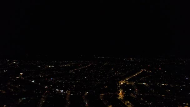 Linda Vista Aérea Luton Town England Noite Filmagem Ângulo Alto — Vídeo de Stock