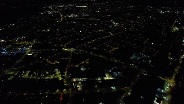 Underbar Flygutsikt Över Luton Town England Natten Hög Vinkel Filmtagning — Stockvideo