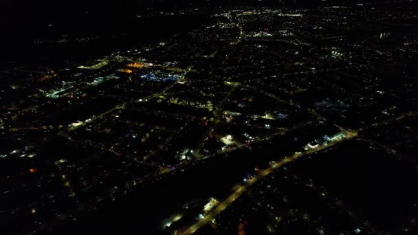 夜景壮丽的英格兰卢顿镇空中风景 用无人机的相机拍摄高角镜头 — 图库视频影像