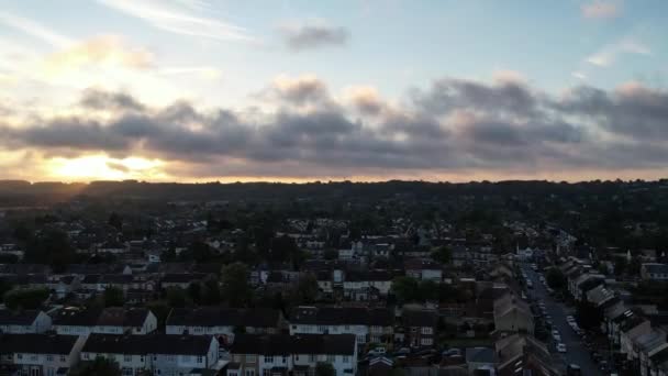 Hermosa Escena Del Atardecer Sobre Ciudad Luton Inglaterra Reino Unido — Vídeo de stock