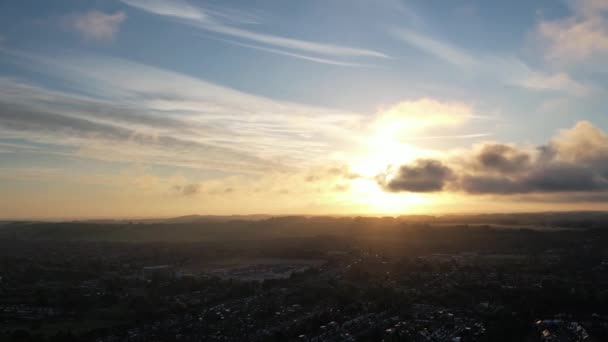 Vackra Sunset Scene Över Luton City England Storbritannien — Stockvideo
