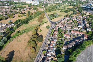 Aerial View of Cricket Ground at Local Public Park of Hemel Hempstead England Great Britain