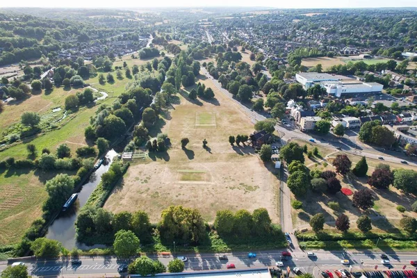 Aerial View of Cricket Ground at Local Public Park of Hemel Hempstead England Great Britain