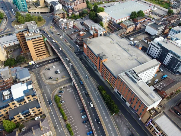 Luftaufnahme Von Wohnhäusern Und Dem Stadtzentrum Der Britischen Stadt England — Stockfoto