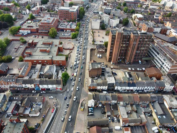 Vista Aérea Las Casas Residenciales Centro Ciudad Británica Inglaterra — Foto de Stock