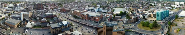 Vista Aérea Las Casas Residenciales Centro Ciudad Británica Inglaterra —  Fotos de Stock