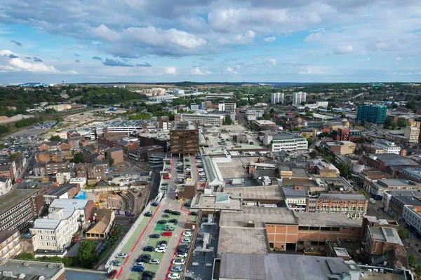Luftaufnahme Von Wohnhäusern Und Dem Stadtzentrum Der Britischen Stadt England — Stockfoto