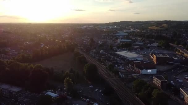 Aerial Footage High Angle View Train Tracks Central Luton Railway — Αρχείο Βίντεο