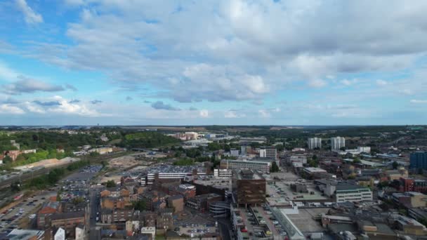 Luton Şehir Merkezi Nin Güzel Hava Görüntüleri — Stok video