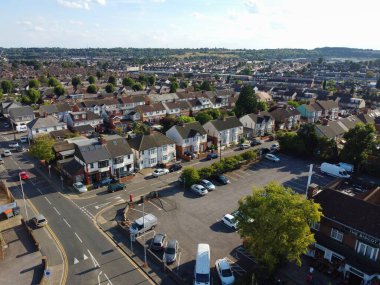 High Angle Drone's View of Luton City Center, Luton England