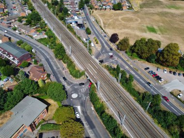 İngiliz Luton İngiltere Kasabası, İHA 'nın Leagrave Tren İstasyonu Bölgesi Yüksek Açı görüntüsü.
