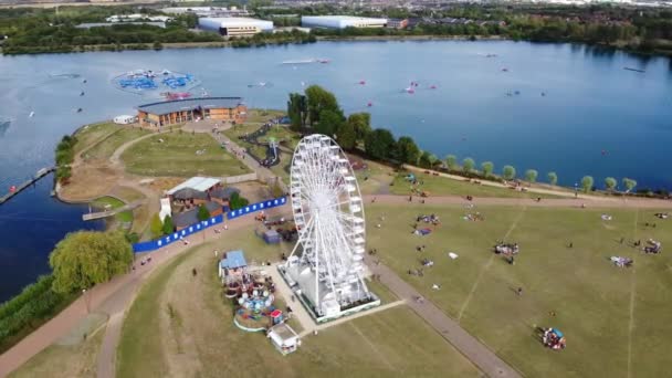Ferris Wheel Dan Rides Willen Lake Public Park Milton Keynes — Stok Video