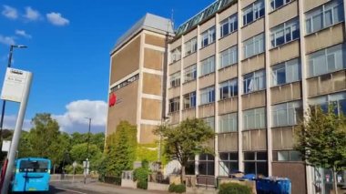 Editorial Use Unreleased Video Clip of City Center of Luton Town of England Great Britain,  This footage was captured on 20th of July 2022. It is famous for Central Railway Station of Luton City, Shopping Mall, Restaurants, Bedfordshire University, 