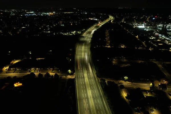 夜景下高速公路的空中景观 — 图库照片