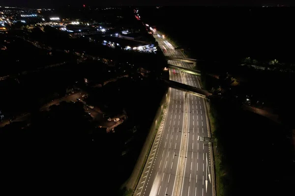 夜景下高速公路的空中景观 — 图库照片