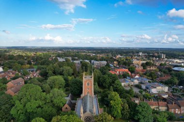 Beautiful High Angle View of St Albans Town Centre of England, Great Britain UK. Residential and downtown buildings image captured on 07th Sep 2022. Drone's point of view.