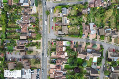 Beautiful High Angle View of St Albans Town Centre of England, Great Britain UK. Residential and downtown buildings image captured on 07th Sep 2022. Drone's point of view.