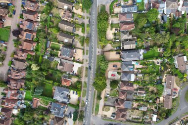 Beautiful High Angle View of St Albans Town Centre of England, Great Britain UK. Residential and downtown buildings image captured on 07th Sep 2022. Drone's point of view.