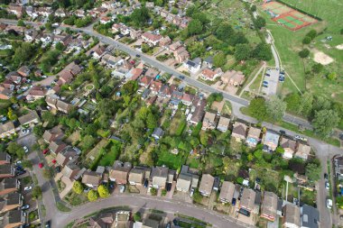 Beautiful High Angle View of St Albans Town Centre of England, Great Britain UK. Residential and downtown buildings image captured on 07th Sep 2022. Drone's point of view.