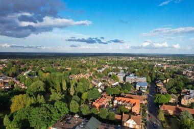 Beautiful High Angle View of St Albans Town Centre of England, Great Britain UK. Residential and downtown buildings image captured on 07th Sep 2022. Drone's point of view.
