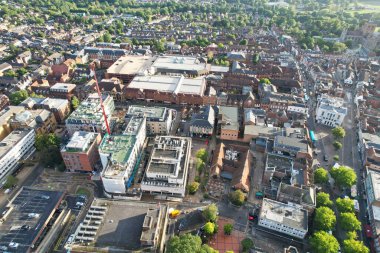 Beautiful High Angle View of St Albans Town Centre of England, Great Britain UK. Residential and downtown buildings image captured on 07th Sep 2022. Drone's point of view.