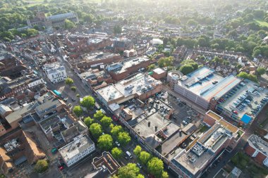 Beautiful High Angle View of St Albans Town Centre of England, Great Britain UK. Residential and downtown buildings image captured on 07th Sep 2022. Drone's point of view.