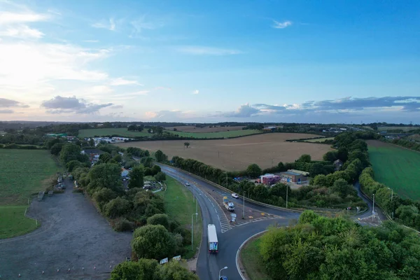 High Angle View British Motorways M25 Interchange Highways Passing Beautiful — Stock Photo, Image