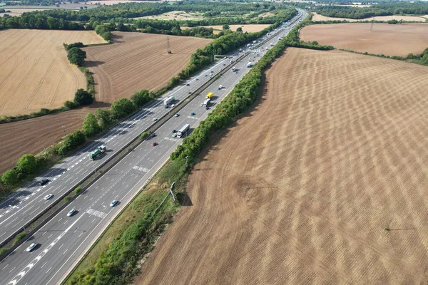 High Angle View British Motorways M25 Interchange Highways Passing Beautiful —  Fotos de Stock